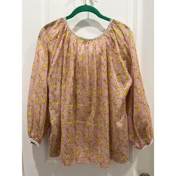 Ottod’Ame Banana Pink & Yellow Peasant Blouse Sz 4 - Picture 7 of 7
